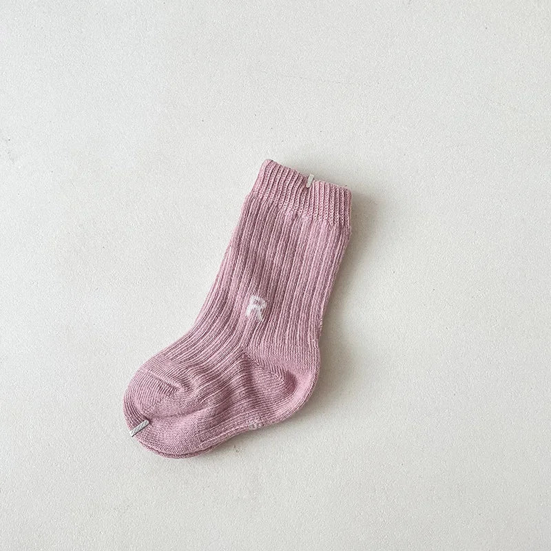 Korean Fashion Letter Socks Baby Boys Girls Breathable Soft Socks Infant Toddler Children Kids Casual Sport Socks 0-6years Old