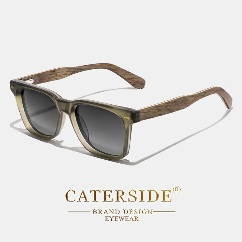 CATERSIDE Vintage Men Polarized Sunglasses High-Quality Solid Wood Legs Sun Glasses Fashion Women Party Travel Holiday Glasses BAZAARHUBO
