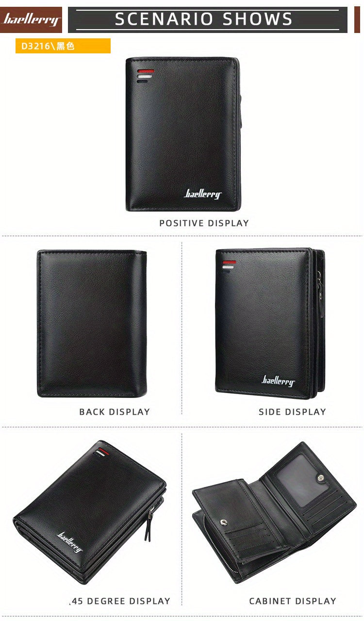 Fashion Men Wallets Zipper Card Holder High Quality Male Purse PU Leather Coin Holder Wallet
