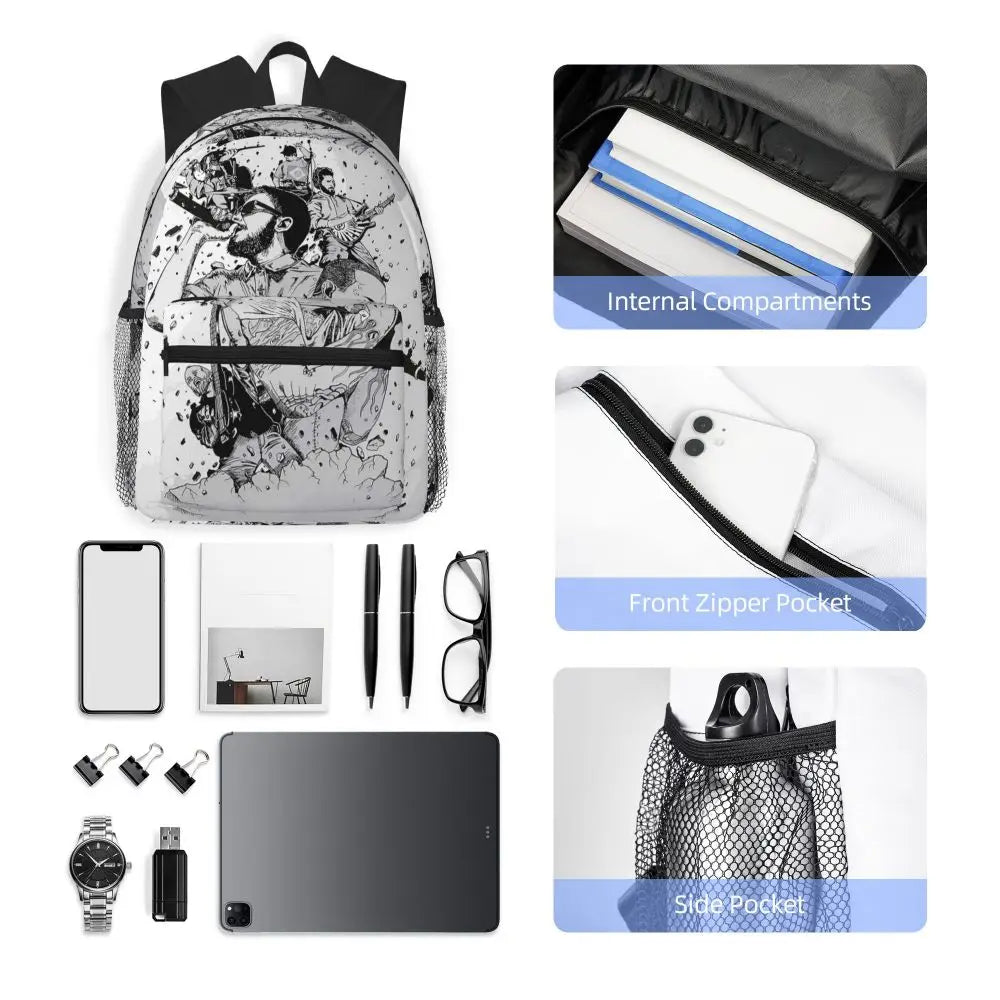 L-Linkin-S P-Park-S Band Student Backpack School Bag Hiking Travel Daypack for Boys Girls Fashion Bookbag Shoulder Bags