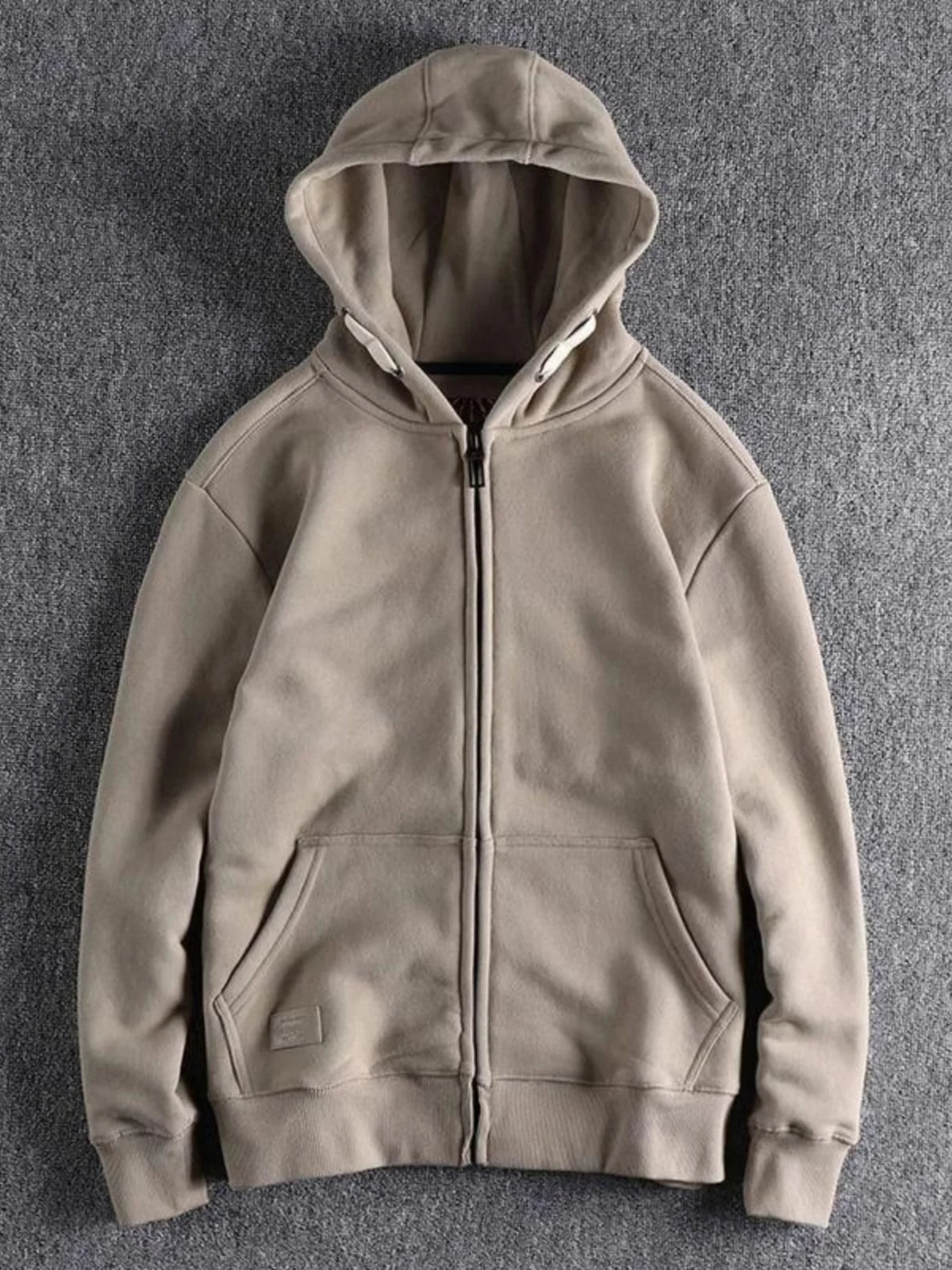 Men's Thickened Fleece Hoodie Sweatshirt Autumn Winter Heavyweight Sporty Casual Zipper Jacket Vintage Youth Open Cardigan
