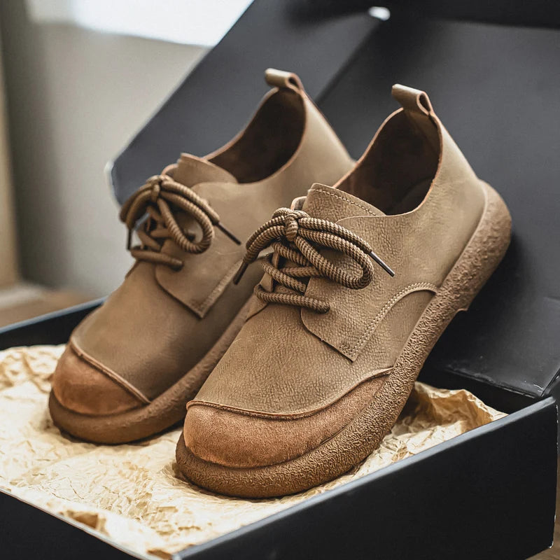 Luxury Brand Men's Casual Shoes Fashion Handmade Walking Shoes Lightweight Leisure Footwear Outdoor Sneakers Leather Work Shoes