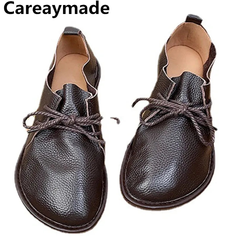 Careaymade-Genuine Leather big size women's boots,Top Layer Cowhide Soft Sole Casual Women's Shoes Solid Color Lazy men's Shoes