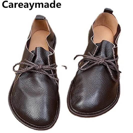 Careaymade-Genuine Leather big size women's boots,Top Layer Cowhide Soft Sole Casual Women's Shoes Solid Color Lazy men's Shoes
