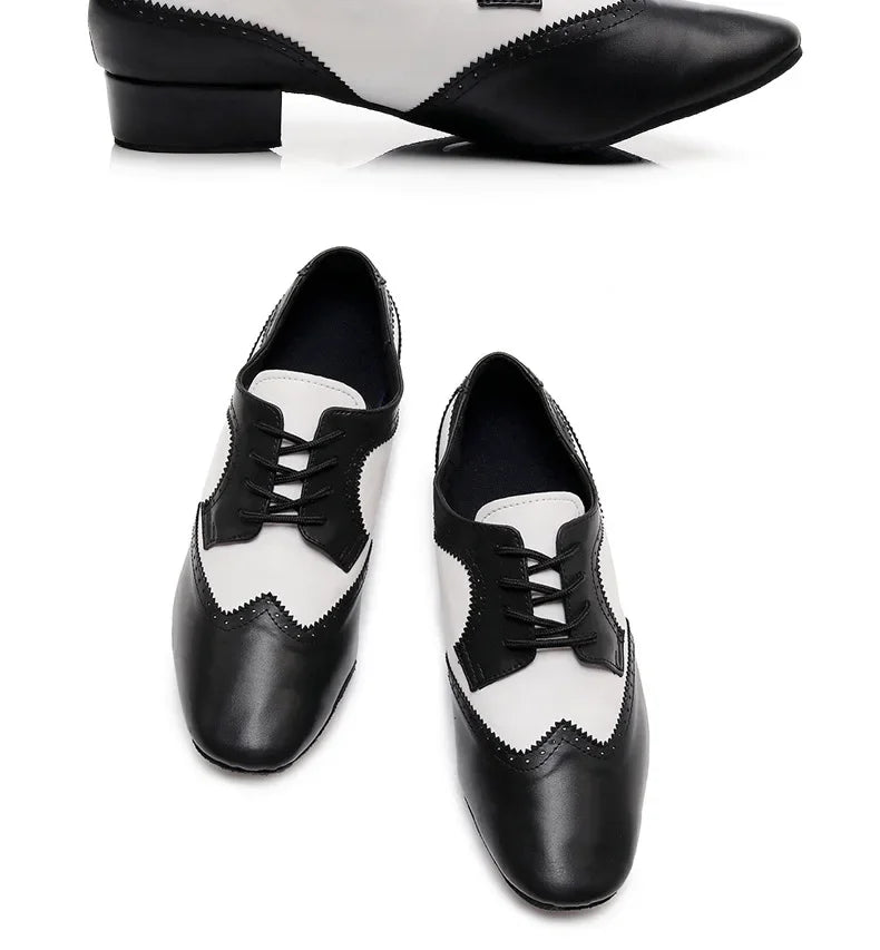 Men Soft Cow Leather Dance Shoes Male Genuine Leather Jazz Latin Shoes Man Waltz Modern Ballroom Dance Shoes Stage Foot Wear