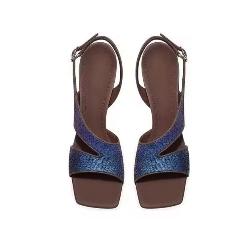Summer New Simple Solid Color Open Heel Sandals 2025 Casual Comfortable Breathable Wear-resistant Buckle High Heels Plus Size