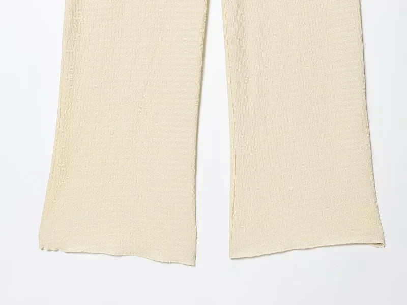 MUJER 2025 Women's Pants Sets Textured High Waist Pants for Women Summer Loose Pants Woman Streetwear Casual Trousers Womens
