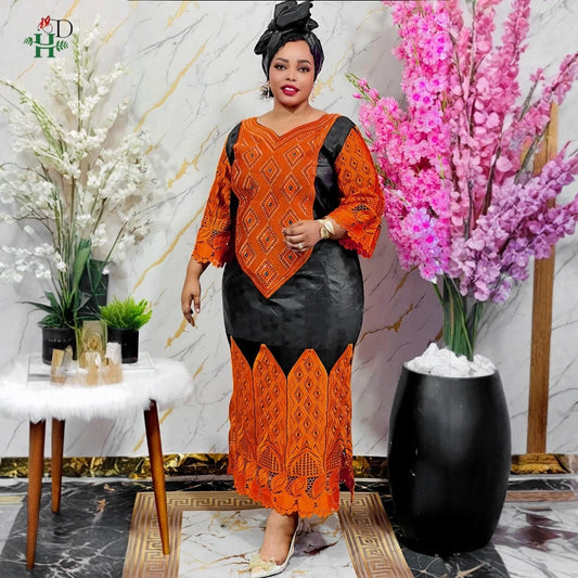 H&D African Dresses for Woman Turkey Dress Embroidery Robe Africaine African Clothing Traditional Boubou Africain قفطان مغربي