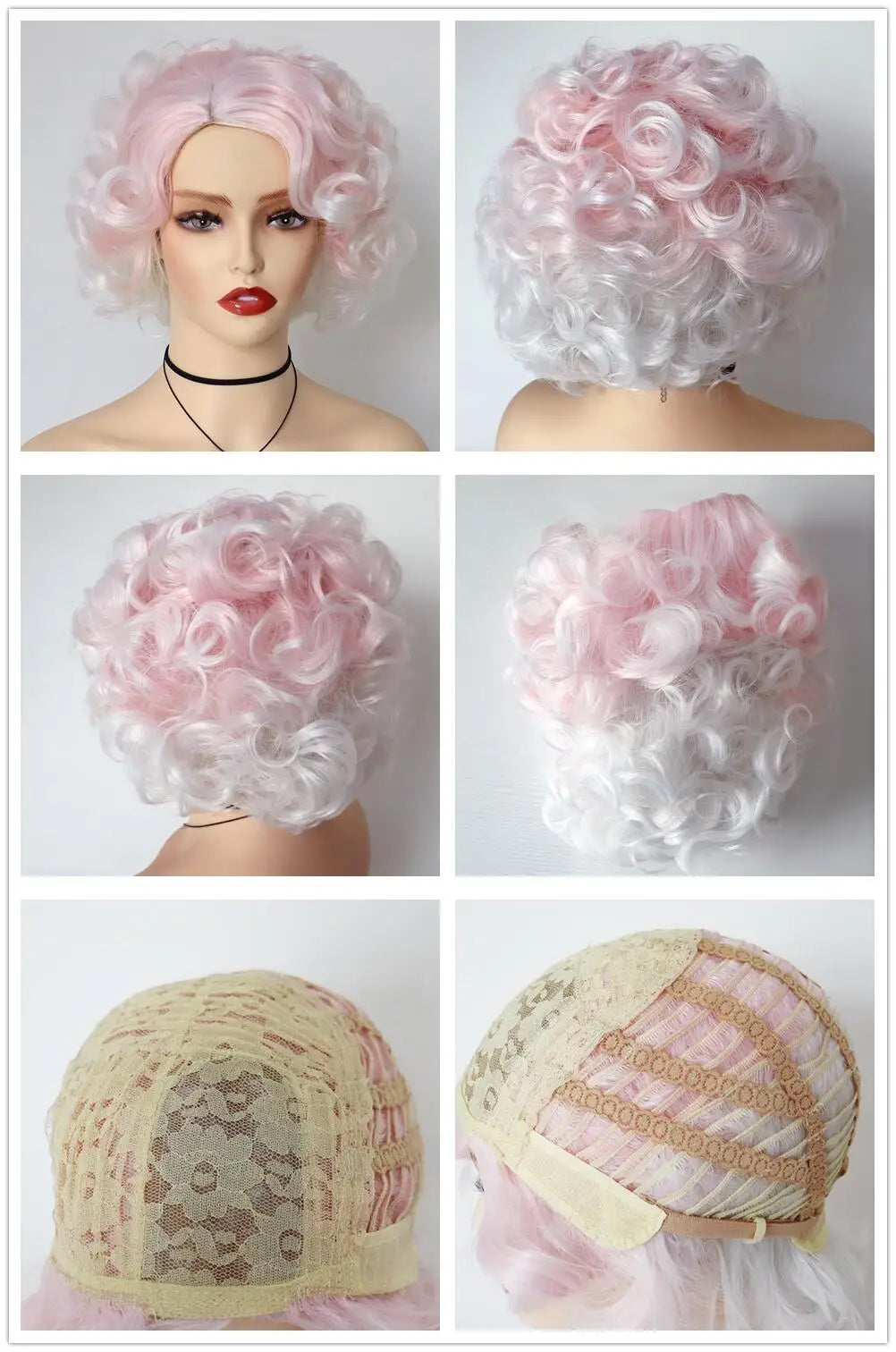GNIMEGIL Synthetic Cosplay Wig Short Curly Hair Platinum Blonde Wigs for White Women Fluffy Curls Flip 60s Gatsby Hairstyle Wigs