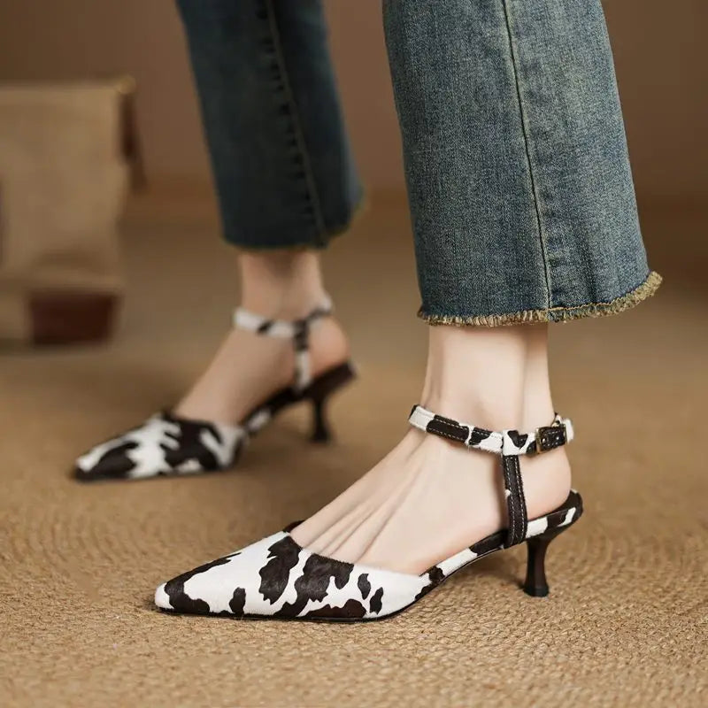 MORAZORA Plus Size 34-43 New Horsehair Women Sandals Stiletto High Heels Pointed Toe Buckle Strap Summer Shoes Ladies Party Shoe