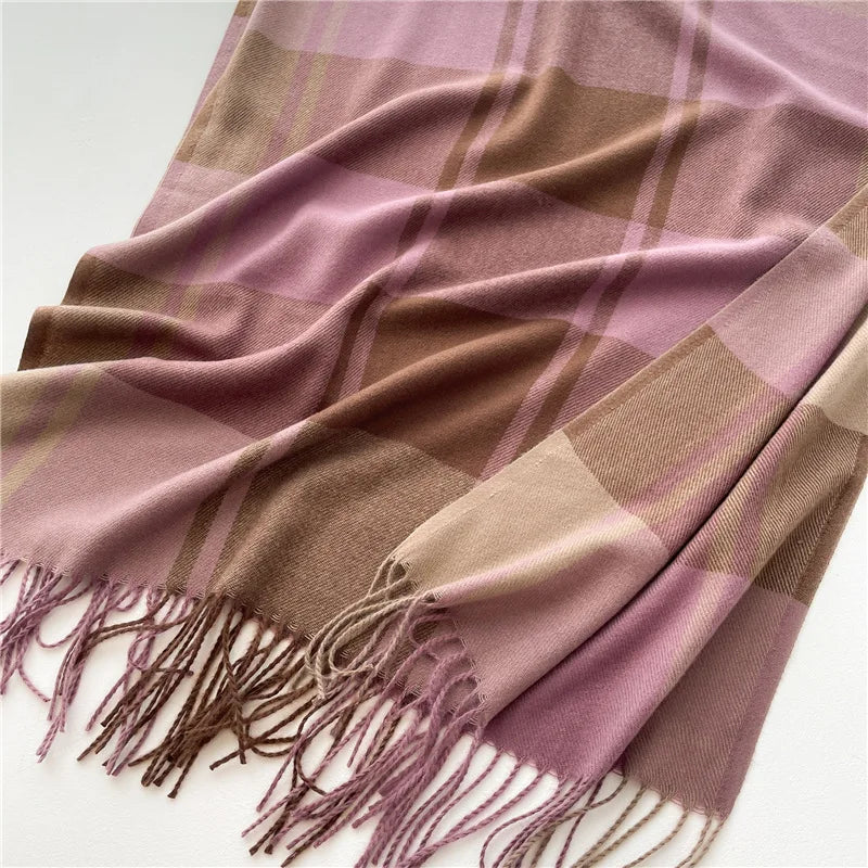 200*65CM New Men Women Autumn Winter Luxury Scarfs Cashmere Feeling Muffler Fall Blanket Classic Plaid Foulard Soft Warm Scarves BAZAARHUBO