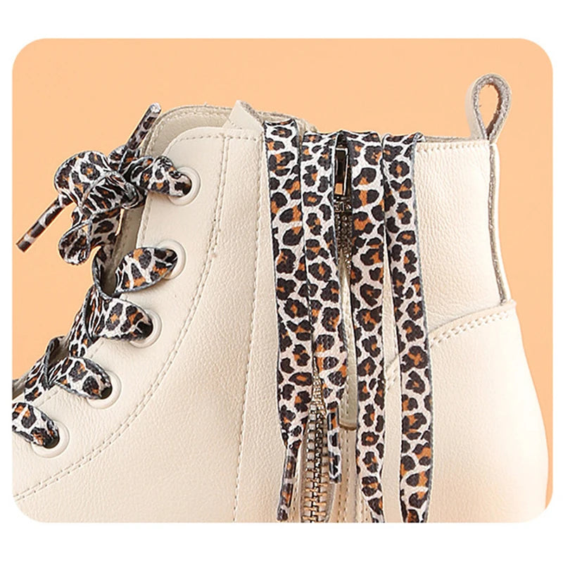 1Pair 80/120/160CM Classic Leopard Patten Print Shoelace Creative Unisex Trainers Canvas Shoe Lace Flat Shoelaces Shoes Strings