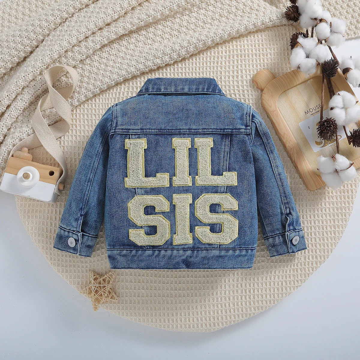 0-18M Toddler Infant Children Fashion Clothes Spring Autumn Baby Denim Jacket Casual Back Letter Embroidery Outerwear Kids Coat