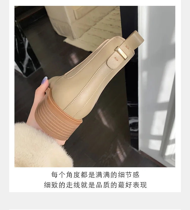 2026 Autumn/Winter Ankle Boots Women Basic Chelsea Botas Mujer Low Thick Heels Short Booties PU Leather Slip On Stretch Botines