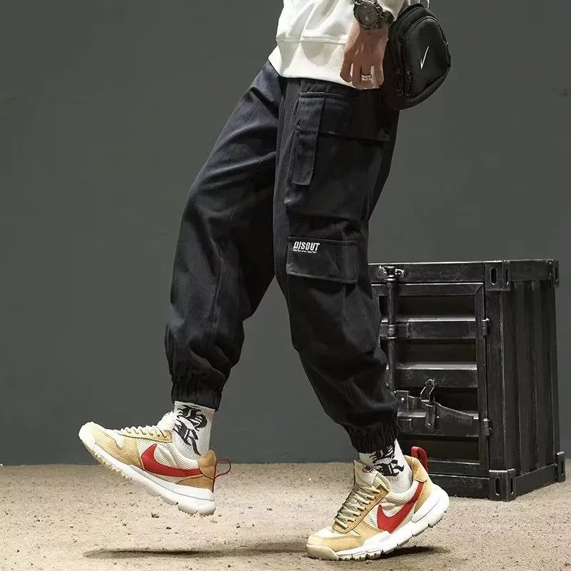 Men's Workwear Trousers Summer Sports Trendy Nine-Piece Cuffed Large Size Long Pants High Street Spring Autumn Casual Men's P...