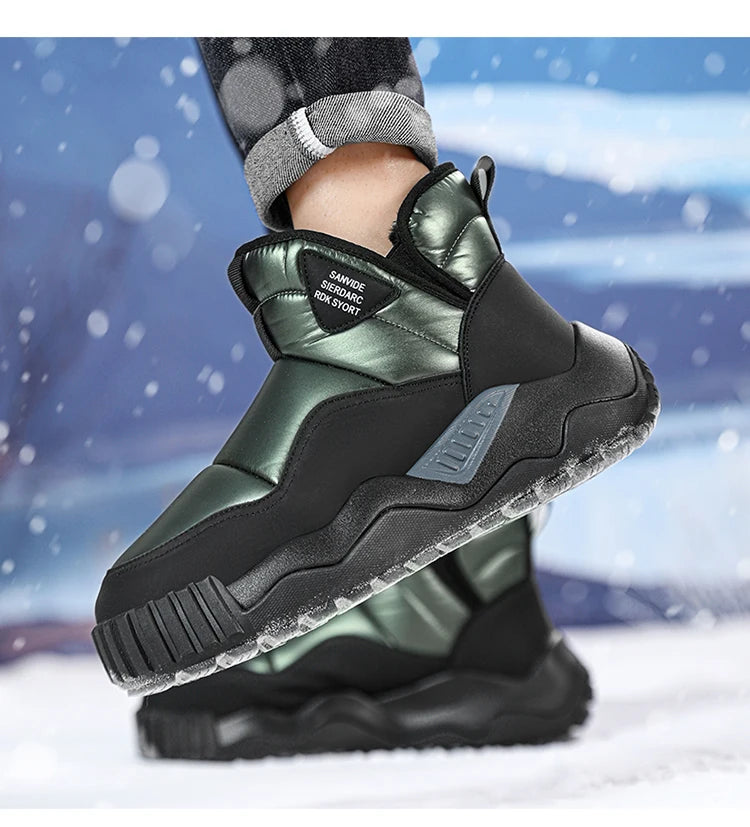 Couple's Slip-on Snow Boots New Man Warm Ankle Boots Outdoor Men's Winter Casual Velvet Thickening PlushCotton Non-Slip Shoes