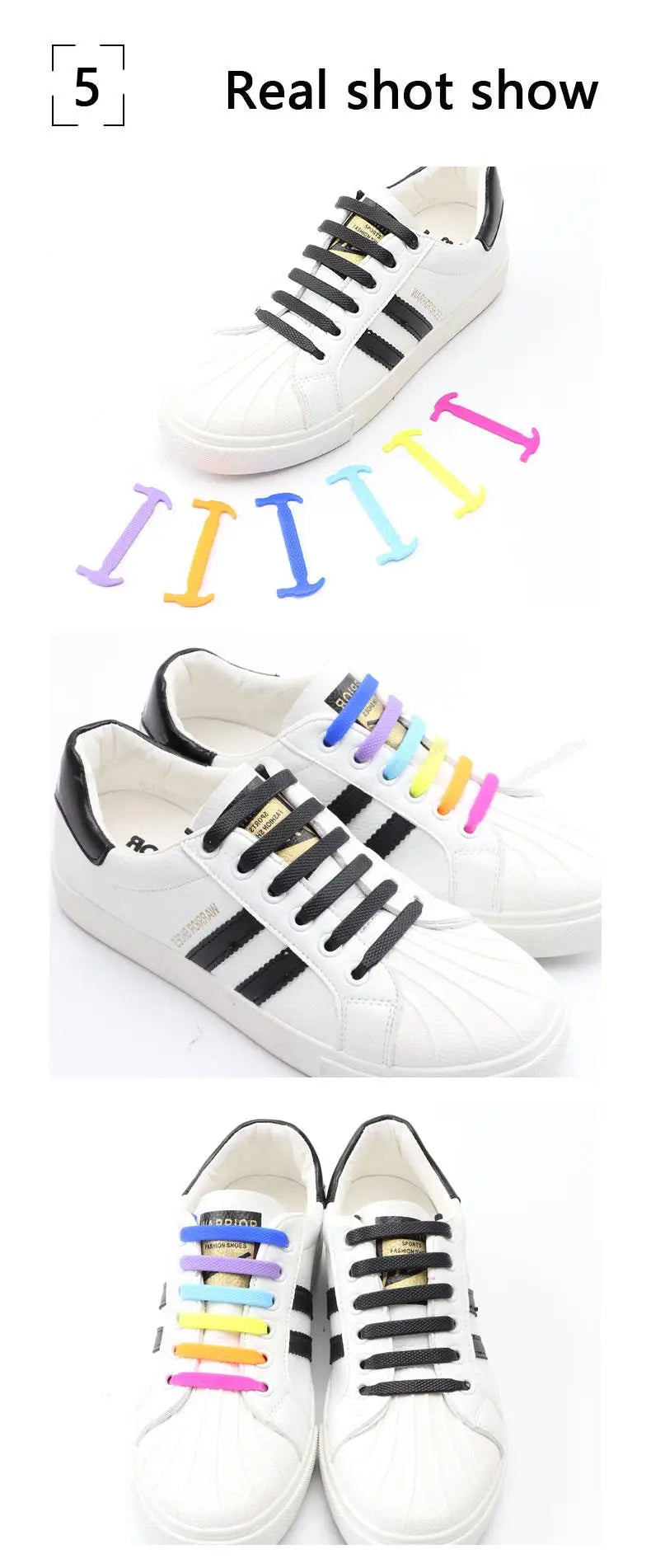 12Pcs Stretch Silicone Shoelaces No Tie Shoe laces Elastic Laces Sneakers Kids Adult Rubber Shoelace One Size Fits All Shoes