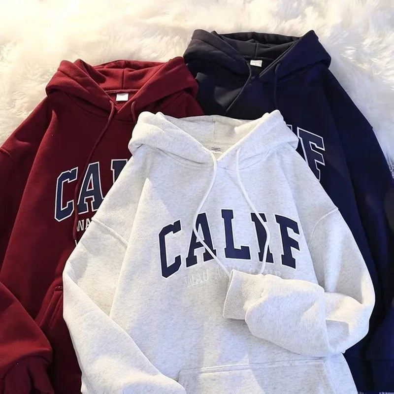 Women Hoodies Oversized Drop shoulder Fashion Loose Fleece Autumn Winter Printed Letter Pullover Aesthetic Sweatshirts 2025 New