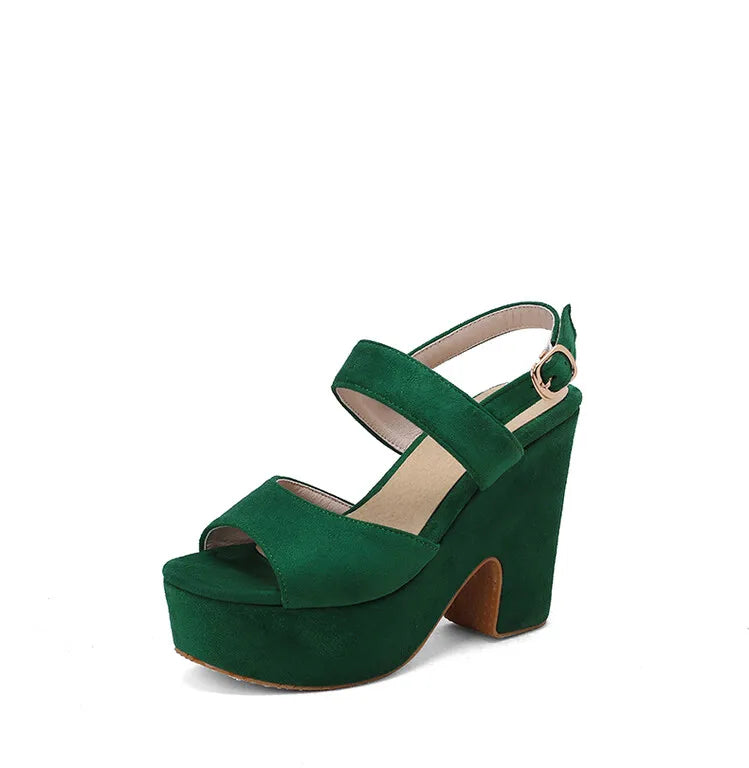 EAGSITY Platform peep toe suqare heel slip on pumps ankle strap sandals for women ladies high heel shoes party dacning