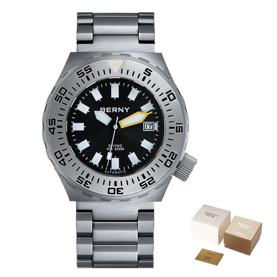 BERNY Automatic 30ATM Diver Men Watch Mechanical Wristwatches Waterproof Male Top Super Luminous Sapphire Sport Diving Watches