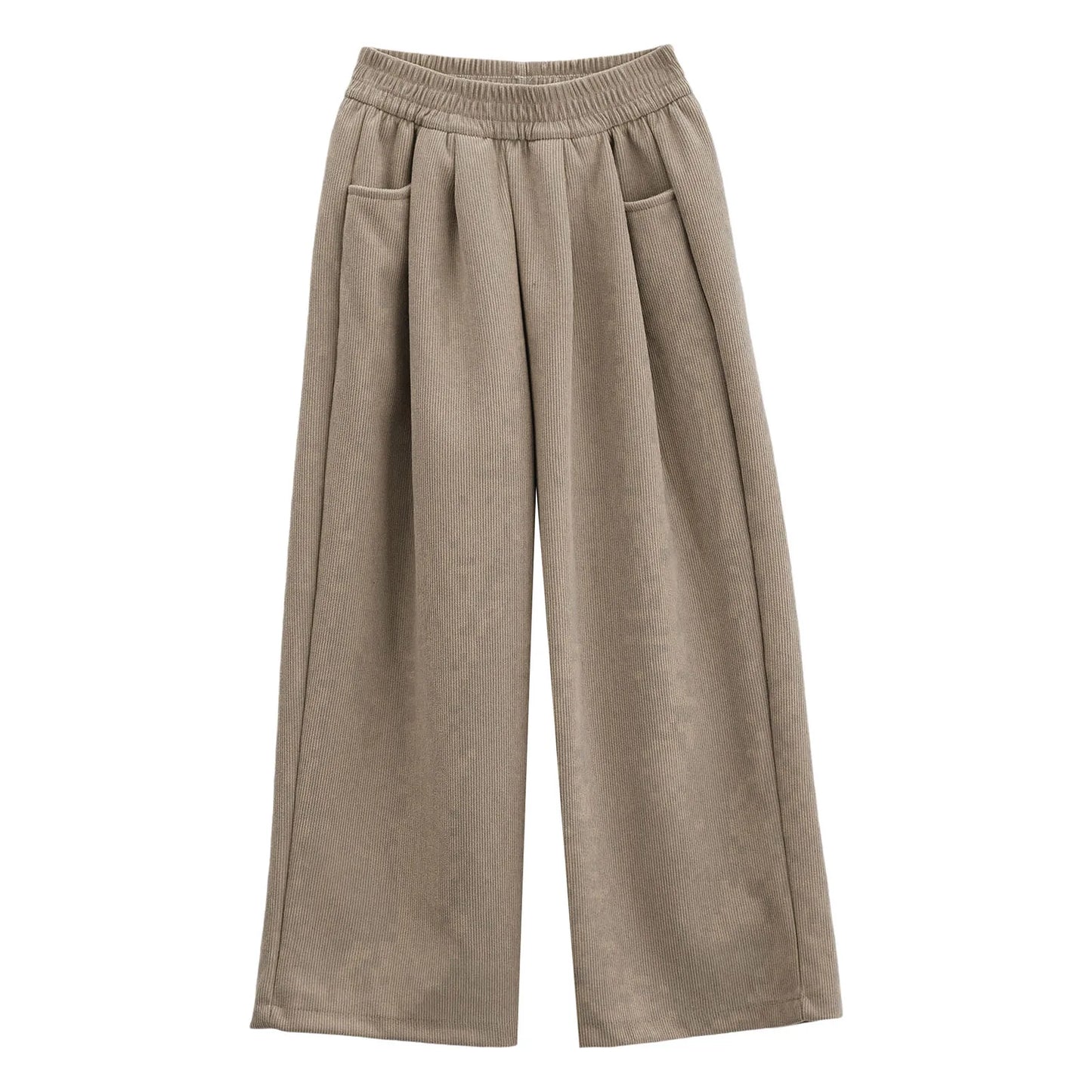 Kids Girls High Waist Corduroy Trousers Retro Straight Causal Full Length Wide Leg Pants with Pockets Fashion Baggy Sweatpants