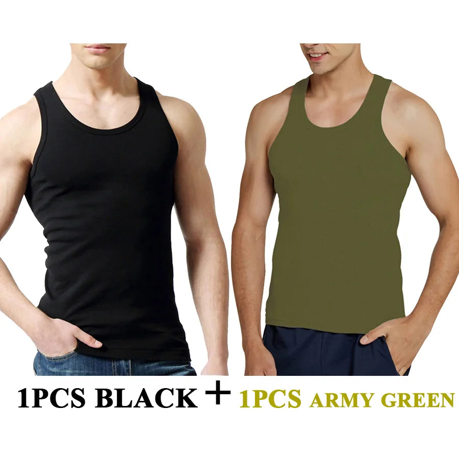 Tank Tops Men Fitness Cool Summer 100% Cotton Vest Male Sleeveless Tops Gym Slim Casual Undershirt Mens Gift 10 Colors 1PCS
