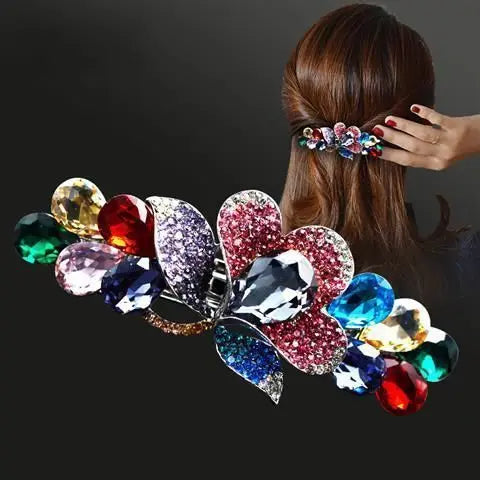 Korean Style Rhinestone Floral Hair Clip Mother Headdress Headpiece Female Hair Accessories Temperament Barrettes Hairpins BAZAARHUBO