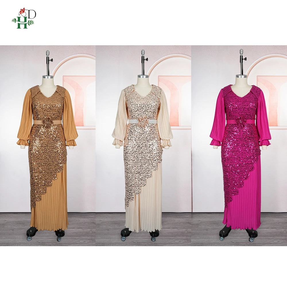 H&D 2026 Fashion African Party Dresses For Women Dubai Ankara Wedding Evening Gown Plus Size Elegant Turkey Muslim Maxi Dress