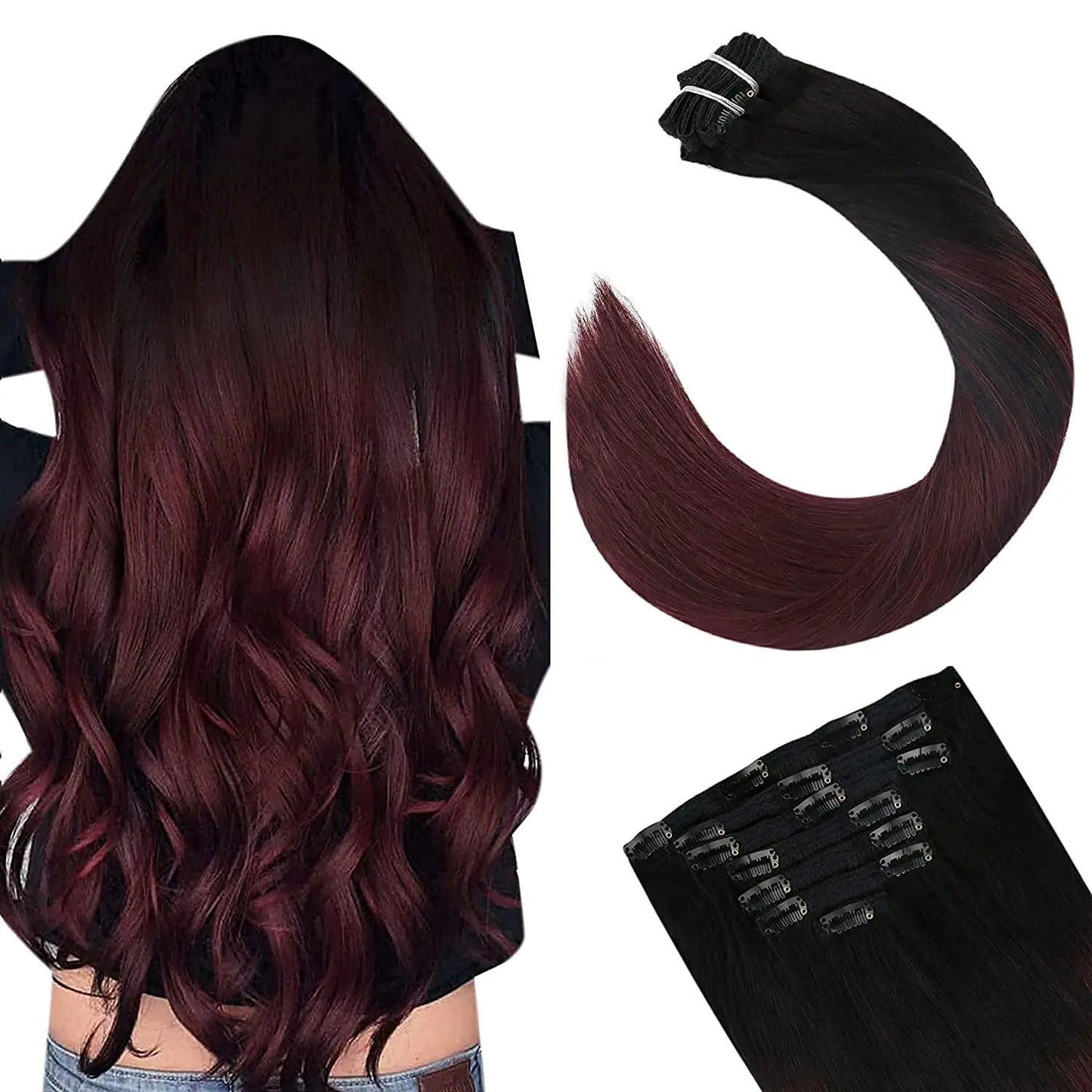 Ugeat Clip In Human Hair Extensions Blonde Color Seamless Invisible Full Head Balayage Soft Remy Hair Extensions For Salon