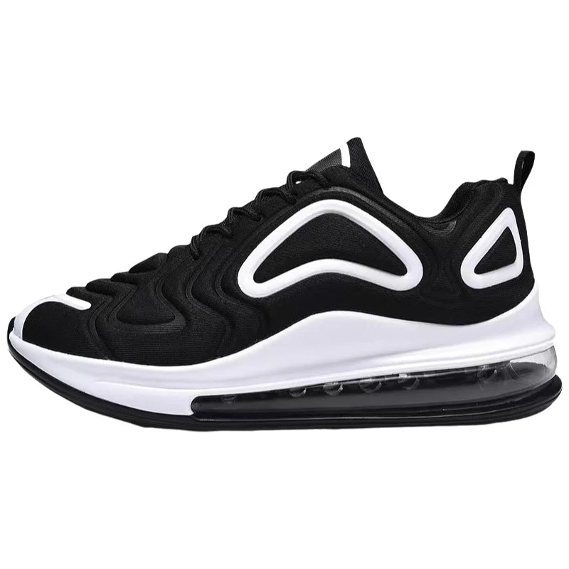Low-Top Running Shoes Men's Large Size Air-Cushioned Casual Thick-Heeled Breathable Wear-Resistant Stripe Pattern Sports Shoes