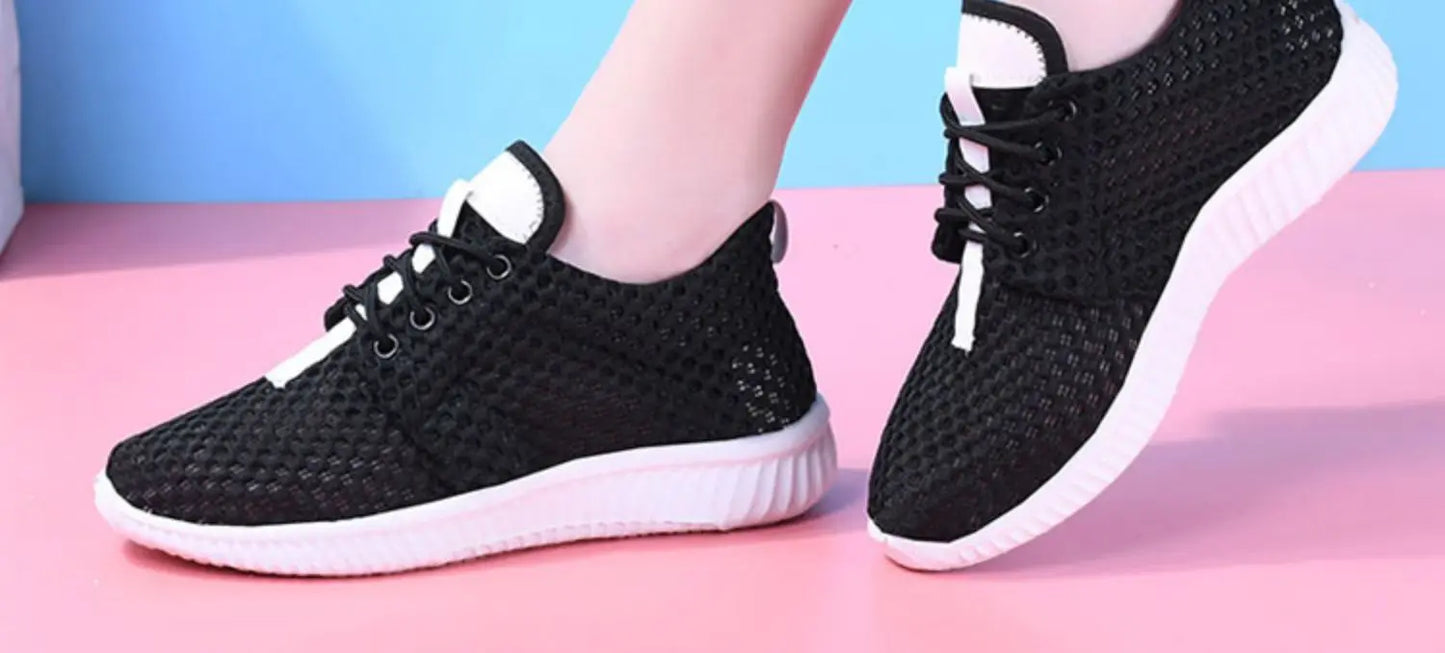 women's summer mesh shoes women's breathable mesh surface casual sports comfort mother's shoes anti slip soft sole  white shoe