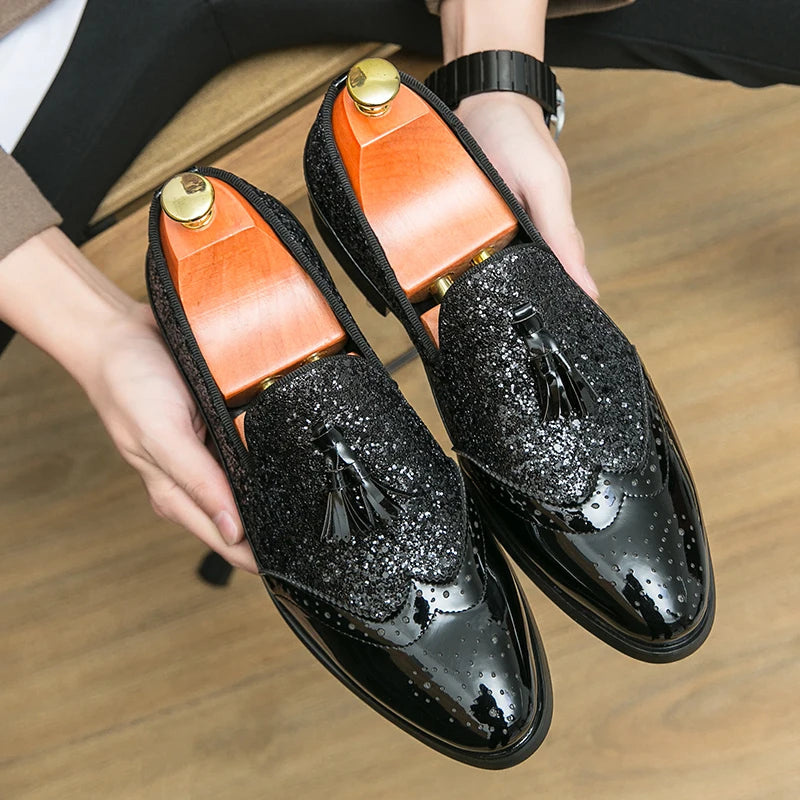 Business Dress Shoes Men's Oxfords Genuine Leather Pointy Toe Lace Up High Quality Office Wedding Formal Shoes For Men Black