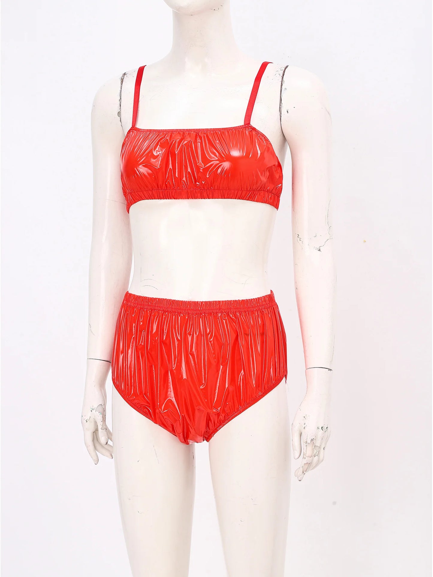 Women Waterproof Bikini Set Swimsuit Bathing Suit No-pad Bra Top with Swim Shorts for Beach Pool Sunbathing Nightwear Clubwear