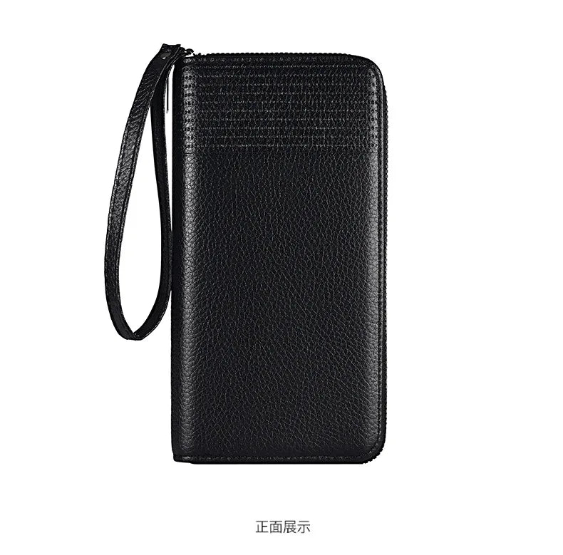 New Color Men`s Long Wallet For Men Rfid Blocking Clutch Organizer Zipper Leather Business Id Credit Card Holder Purse 2024 New