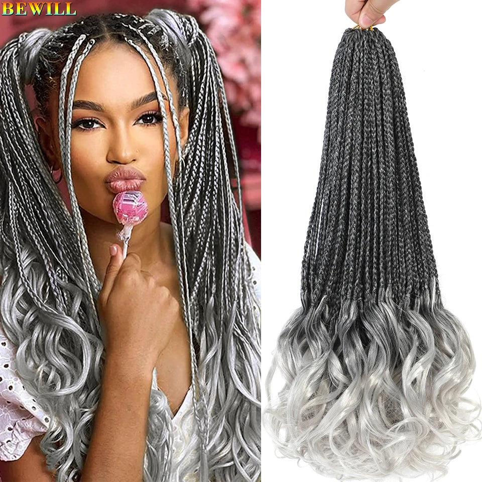 14 18 24 Inch French Curl Crochet Braids Boho Goddess French Curl Box Braids Crochet Hair Synthetic French Curly Braiding Hair