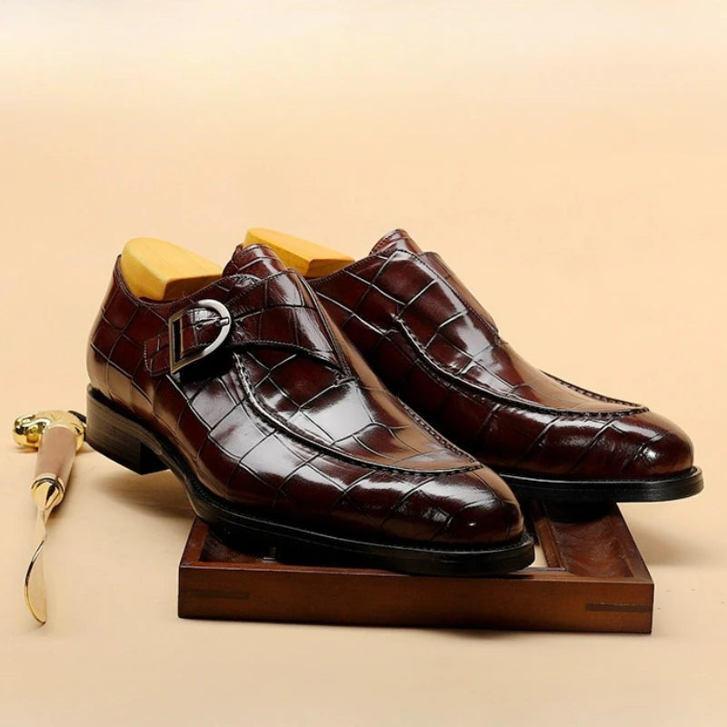 Retro Men Dress Shoes Business Loafers Slip on Pointed Toe Leather Shoes Party Formal Shoe Handmade Casual Men Shoes Plus Size48