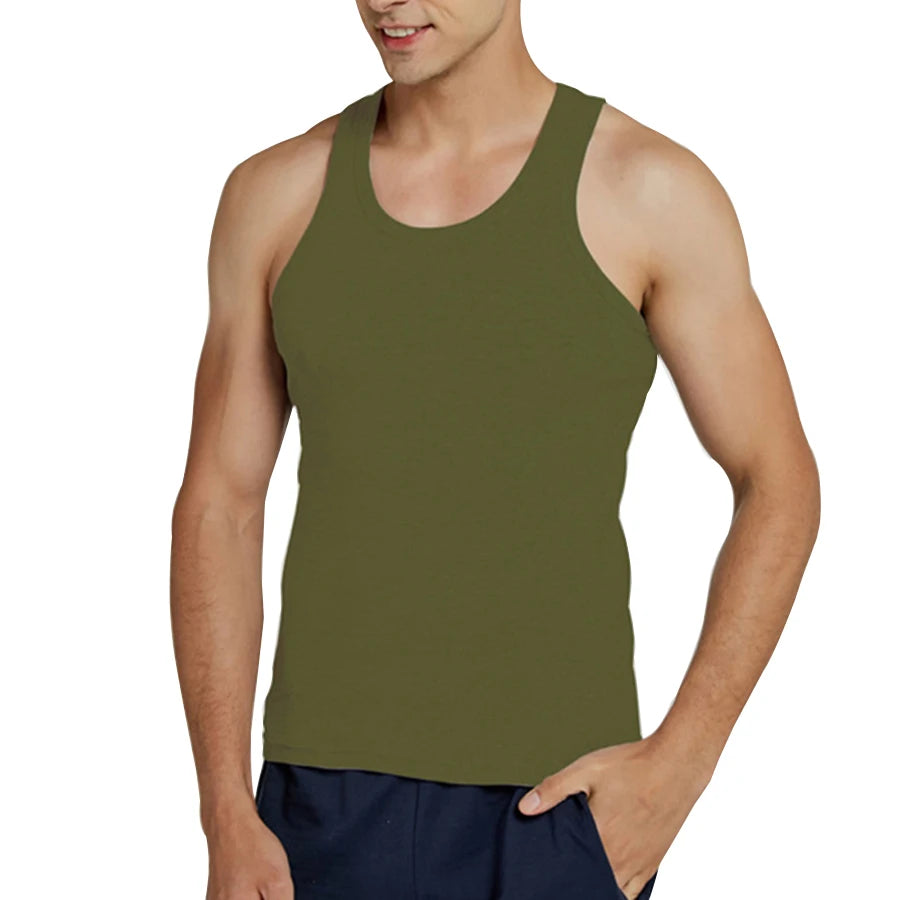 Tank Tops Men Fitness Cool Summer 100% Cotton Vest Male Sleeveless Tops Gym Slim Casual Undershirt Mens Gift 10 Colors 1PCS