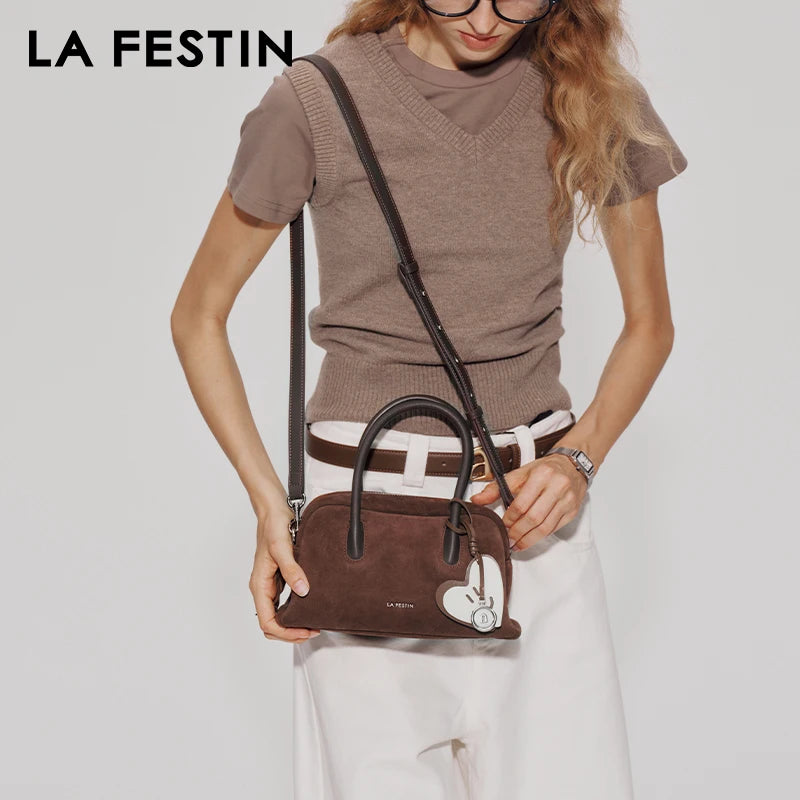 LA FESTIN Original Handbags New Suede Bag Commuter Women's Bag Luxury Shoulder Crossbody Bag Boston Bag Handheld Bag