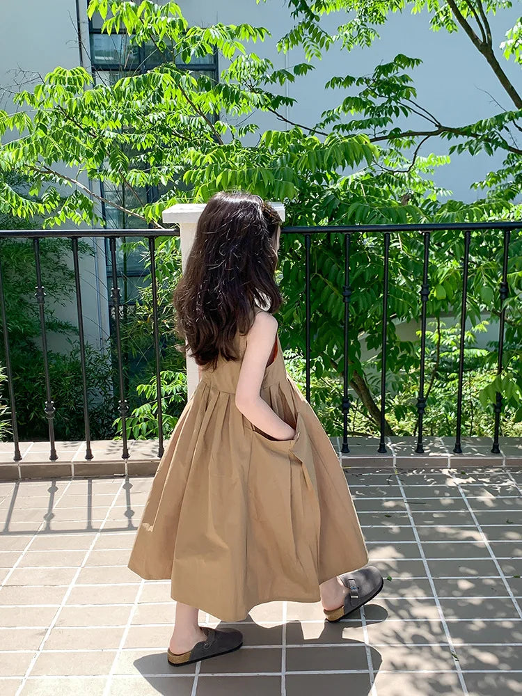 Girls Casual Dresses Girls' Dresses with Large Hemlines Sleeveless Casual Kids Dresses for Girls 2 To 8 Years Princess Dress