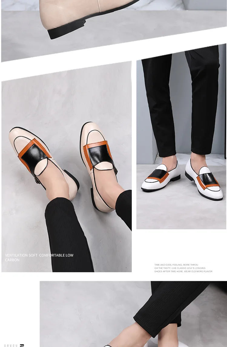Luxury Designer New Monk Strap Blue and White Oxford Shoes For Men's Formal Wedding Prom Dress Homecoming Sapatos Tenis Masculin