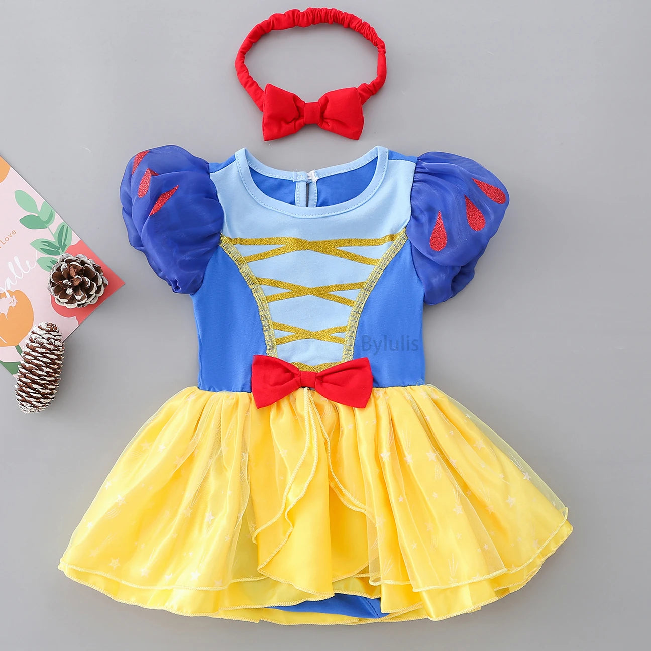 Baby Girls Costumes Kid Romper Tutu Dress with Headband Infant Baby Girl Princess Alice Clothes Aurora Belle Dress Party Costume