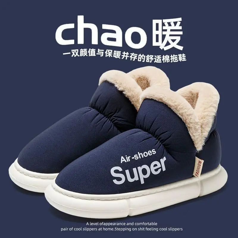 Winter Plush Men Cotton Shoes Warm Plush Men House Slippers Outdoor Soft Non Slip Women's Shoes Casual Furry Men Shoes