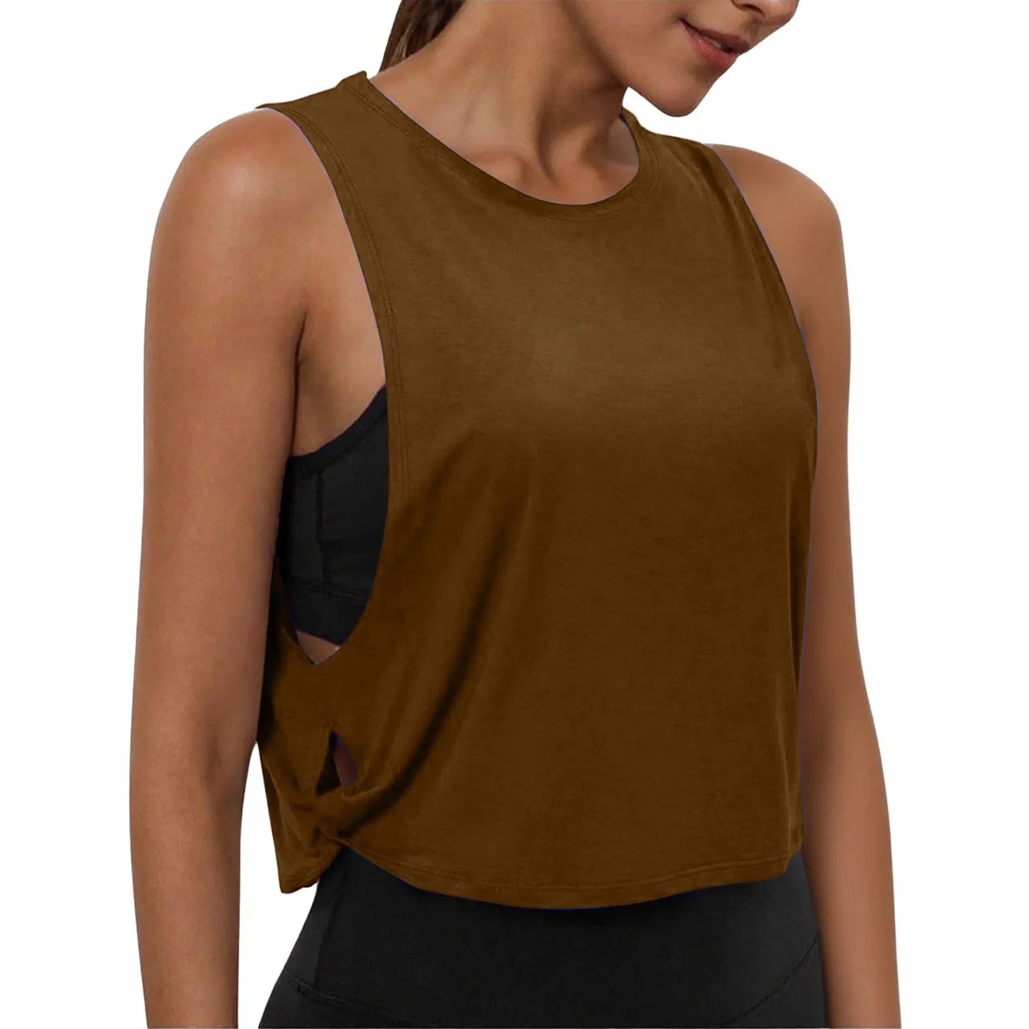 Women Sleeveless Yoga Top Breathable Gym Vest Tank Crop Top Running Tee