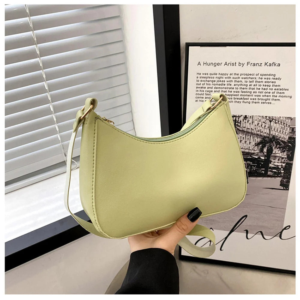 WOMEN'S Bag Underarm Bag  Handbags Retro Solid Color PU Leather Shoulder Underarm Bags Casual Women Hobos Handbags