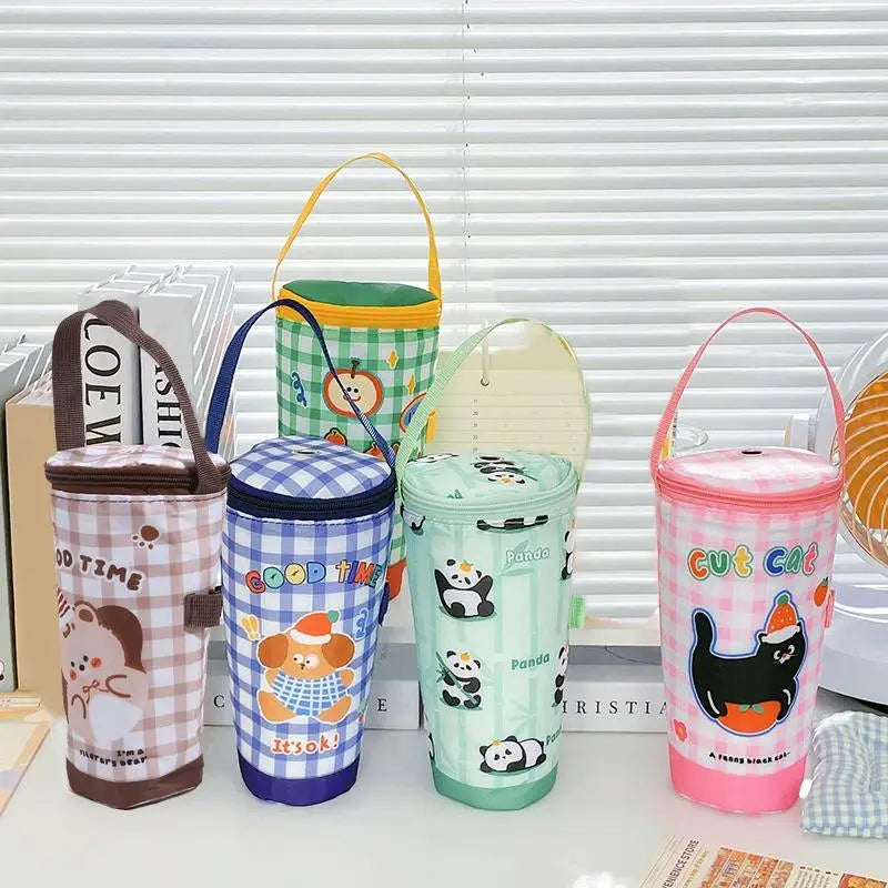Portable Milk Tea Tote Bag Heat Preservation Bag Carrying Insulated Cup Cover Umbrella Bag Handbag Camping Drinkware Accessories