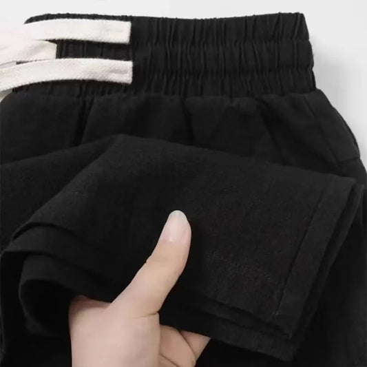 Summer Linen Casual Pants Men Loose Straight Breathable Couple Home Trousers
