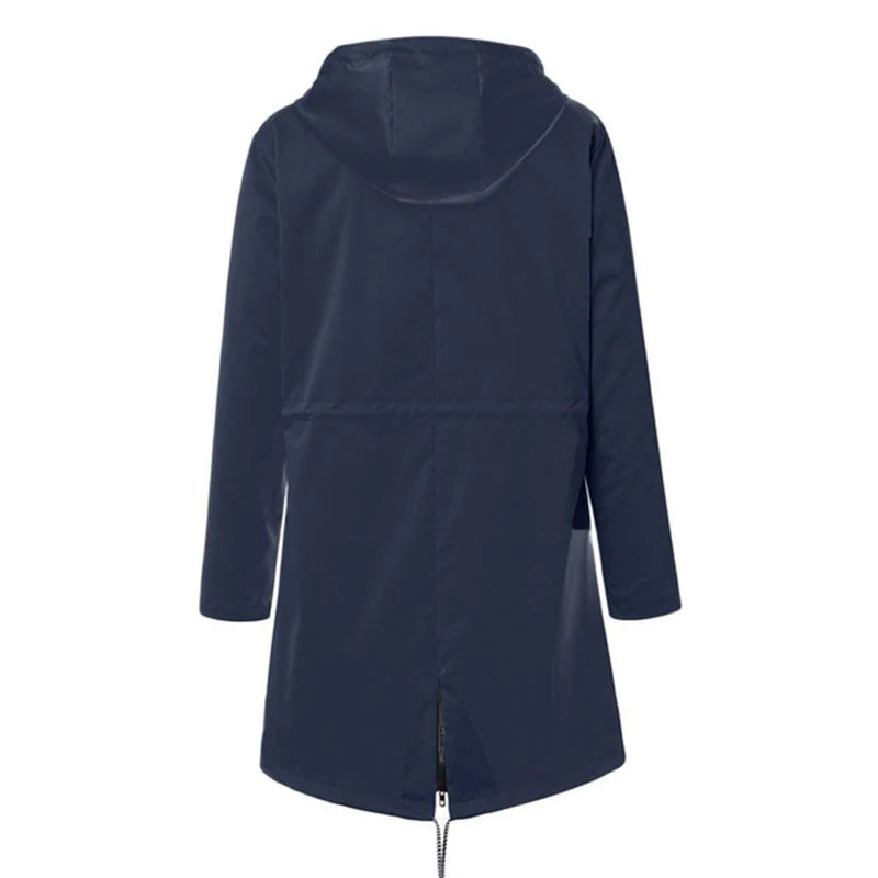 Womens Waterproof Raincoat Casual Basic Outdoors Trench Lightweight Drawstring Jackets Hiking Clothes for Women