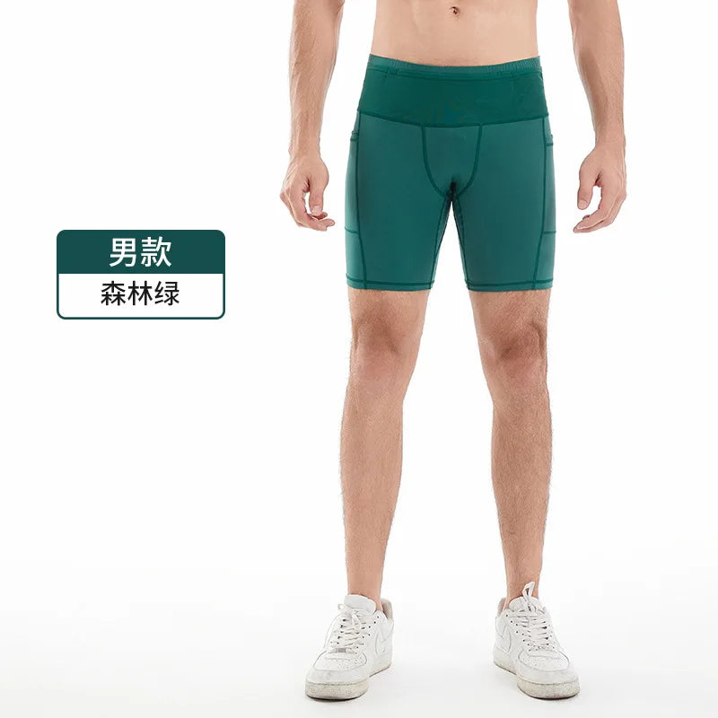 Compression Running Shorts Quarter Length Quick Dry Tight Fit with 6 Pockets for Marathon Training Trail Men Women Multi-Pocket