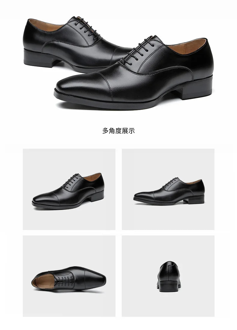 Genuine Leather Mens Dress Shoes Black Formal Social Shoe Male Business Wedding Derby for Man Luxury Italian Oxford Loafers 2024
