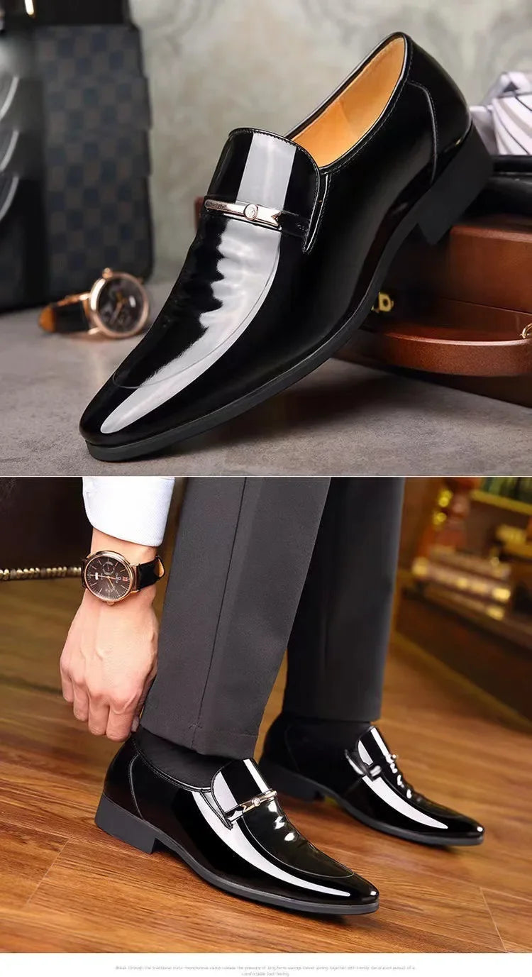 Luxury Business Oxford Leather Shoes Men's Breathable Patent Leather Formal Shoes Plus Size Mans Office Wedding Flats Male Black